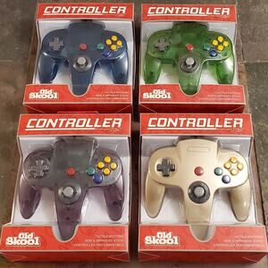 4 N64 Controllers - 4 Colors Bundle (NEW) - Green Blue Purple Gold - Nintendo